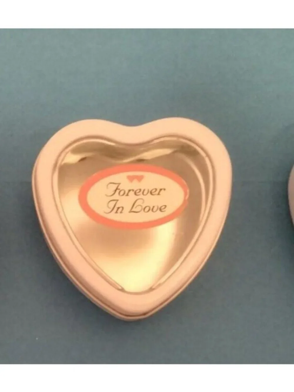 Heart Shaped Metal Tin Box Case Jewelry Storage Small Forever in Love Window